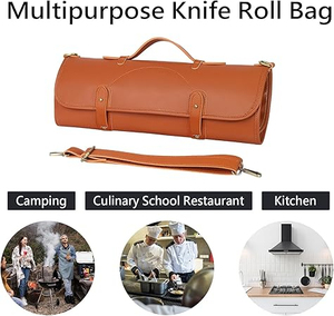 Sac organisateur de couteaux en cuir durable avec options personnalisables pour le rangement sécurisé en cuisine et un transport facile - Product Image 5