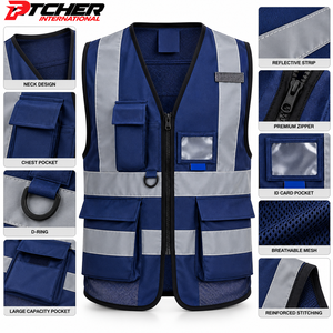 Gilet de travail ajustable personnalisé, gilet réfléchissant avec fermeture éclair pour les équipes de logistique et d'approvisionnement - Product Image 6