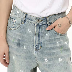 กางเกงยีนส์เดนิมวินเทจทรงหลวมแบบยูนิเซ็กซ์สำหรับผู้ชาย ดีไซน์ล่าสุด ขายส่ง รับสั่งทำ ปักลาย ติดหมุด ล้างสี - Product Image 5