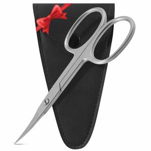 Ciseaux à cuticules personnalisés, extra-affûtés, en acier inoxydable, avec étui en cuir - Product Image 1