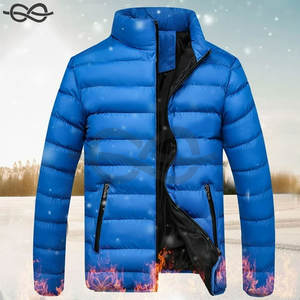 Veste d'hiver décontractée pour hommes avec col montant manches longues poches de manteau chaud coupe-vent léger à fermeture éclair-Noir - Product Image 2