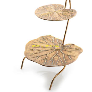 Support à gâteau de luxe avec poignée de branche florale dorée Plateau de service à dessert décoratif pour mariage Ramadan Eid Party Home Decor - Product Image 4