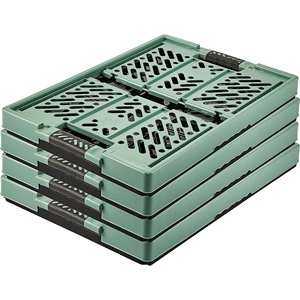 Set di 4 Robuste Scatole Pieghevoli per Stoccaggio con Maniglie Laterali Morbide, 4 x 45 L, Ben, Verde Nordico (Verde) - Product Image 4