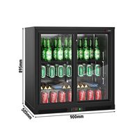 Réfrigérateur de bar commercial - 900 mm - 220 L - avec 2 portes coulissantes en verre - Noir