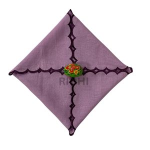 Nouvelles serviettes de table tendance en lin violet brodé à bords festonnés, faites à la main, pour mariage, fête, décoration intérieure, cadeaux de ferme - Product Image 2
