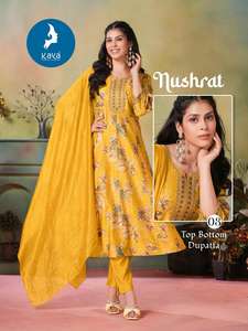 Ensemble Anarkali 3 pièces à la demande de Maruti Fashion Style traditionnel Impression numérique Rayonne Kurti Pantalon Chanderi Dupatta Vertical - Product Image 3