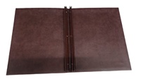 Porte-menu en cuir PU au design innovant pour restaurants et hôtels, brun foncé, avec plaque acrylique gravée au laser avec logo doré, format A4