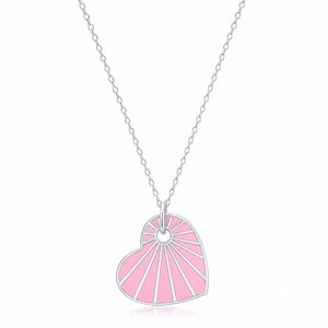 Pendentif en émail rose en forme de cœur, artisanal, fabriqué en Turquie, vente en gros, bijoux en argent sterling 925 - Product Image 4