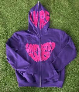 Sudadera con cremallera de peso pesado OEM 2025 con parches bordados y cremallera de alta calidad. - Product Image 1