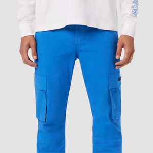 Walker Men's Blue Cargo Kick Flare Pants Cintura alta con detalles de bolsillo funcionales Lavado de colores para un gran aspecto informal - Product Image 6