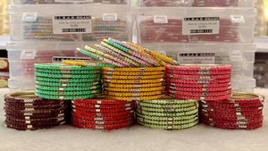 Đẹp rajwadi Bangles thiết lập cho phụ nữ Bridal mặc Fancy kim loại Bangles với đá lấp lánh được cung cấp trong các biến thể màu sắc khác nhau - Product Image 5