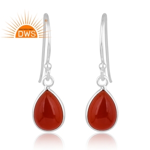Pendientes de plata de ley fina con ónix rojo natural, diseño personalizado, joyería de última tendencia para mujer, regalo para ella. - Product Image 1