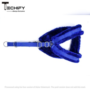 Harnais pour chien en nylon rembourré doux avec doublure en fourrure Conception réglable sans traction Équipement de contrôle pour animaux de compagnie confortable et élégant - Product Image 4