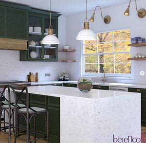 เคาน์เตอร์ครัวและห้องน้ำแบบสั่งทำพิเศษ หินควอตซ์ Calacatta สำหรับโครงการโรงแรม พร้อมบริการตัดสำเร็จรูป - Product Image 2
