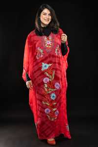 Caftán Georgette de verano bordado a mano con tinte de corbata tres cuartos de talla grande mujeres elegante caftán - Product Image 4