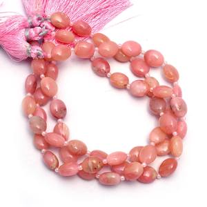 Piedras preciosas de ópalo rosa peruano natural, cuentas ovaladas lisas de 7x9 mm, ópalo raro, piedras semipreciosas sueltas para la elaboración de joyería. - Product Image 1