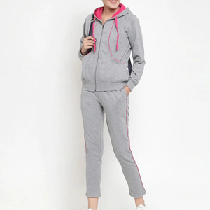 Ropa de invierno para mujer, chándal liso, 100% algodón, forro polar, estampado personalizado, sudaderas con cremallera y pantalones de chándal, chándal corto para mujer - Product Image 5