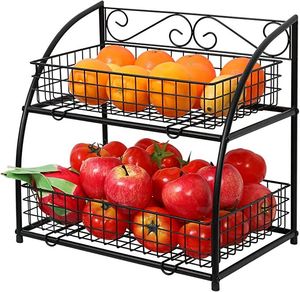 Corbeille à fruits en fil métallique robuste, antirouille, panier de rangement de cuisine pour fruits et légumes, porte-fruits rond en fer, centre de table - Product Image 4