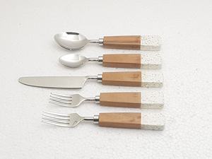 Cubiertos Ecológicos de Acero Inoxidable con Mango de Terrazo, Juego de Cubiertos de Grado Alimenticio para Hogar, Hotel, Restaurante, Vajilla - Product Image 2