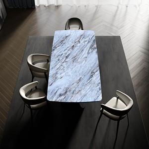 Mesa de Comedor Moderna de 200 cm con Base de Acero Inoxidable y Tapa de Mármol, Diseño para 6 Personas, Dubai - Product Image 3