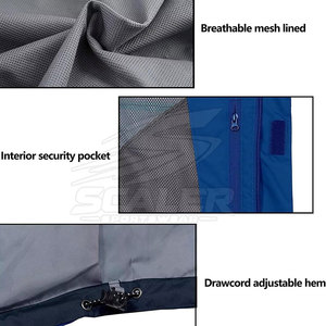 Veste de VTT pour homme avec fermeture éclair, imperméable et respirante, design à capuche, poches pratiques, tissu polyester/nylon - Product Image 5