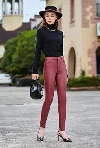 Jeggings taille haute personnalisés pour femmes, pantalon legging en similicuir avec poches, fabricant de tailles élégantes, fournisseurs d'usine - Product Image 3