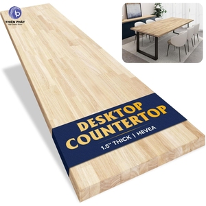 Plan de travail en bois de hévéa TP- Hevea, qualité AC, 25x120 pouces, fabriqué au Vietnam, épaisseur personnalisable : 1,25 à 1,5 pouces - Product Image 1