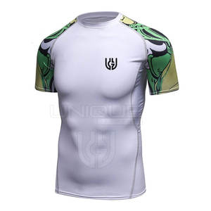 Gimnasio Fitness Wear Hombres Mangas cortas Rash Guard Ropa de entrenamiento Sublimación Hombres Mangas cortas Rash Guard - Product Image 4