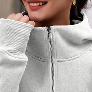 Front Logo Casual Full Zipper Hoodie Windproof Quick Dry Breathable Knitted <b>Top</b> Oversize <b>Turtleneck</b> Autumn Season streetwear - Product Image 5