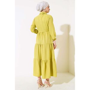 Vestido Terikoton Tejido A Cuadros Verde Aceite - Product Image 1