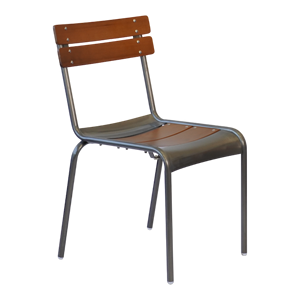 Chaises industrielles à dossier bas en bois avec structure en métal galvanisé - Product Image 6