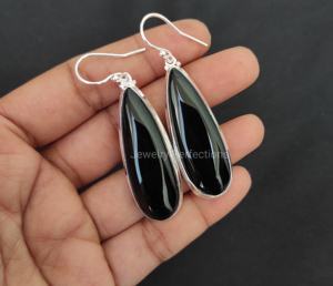 Gran oferta, pendientes de lágrima de Plata de Ley 925, atractivo diseño de gota de piedras preciosas de ónix negro, accesorio de moda para mujer directo - Product Image 4
