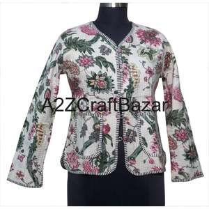 Veste courte en coton biologique 100% pour femmes, style vintage, patchwork, imprimé ethnique, matelassée, faite à la main, réversible, écologique, automne-hiver - Product Image 1