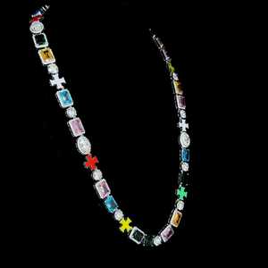 925 argent Sterling corps de luxe haute qualité Moissanite diamant croix pierres précieuses chaîne coloré mixte pierres précieuses pour les fêtes - Product Image 4