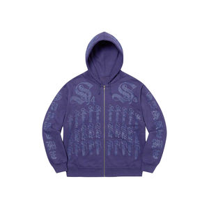 Haute qualité hommes Denim larmes à capuche 100% coton éponge surdimensionné pull à capuche hiver hommes strass à capuche - Product Image 1