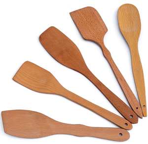 Ensemble de 5 ustensiles de cuisine en bois écologiques classiques pour les fêtes, ustensiles de cuisine - Product Image 1