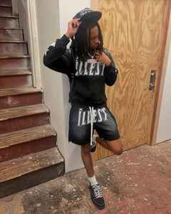 ชุดเสื้อมีฮู้ดและกางเกงขาสั้นมีซิปสำหรับผู้ชายชุดเสื้อมีฮู้ดซักกรดและกางเกงวิ่งสำหรับทั้งชายและหญิง - Product Image 2