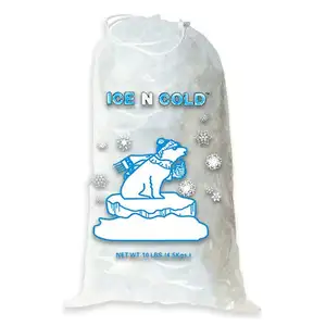 Cheap Drawstring Plastic Ice Bags Kitchen Freezer Refrigerator Ice Cube Packaging Bags With Custom Logo