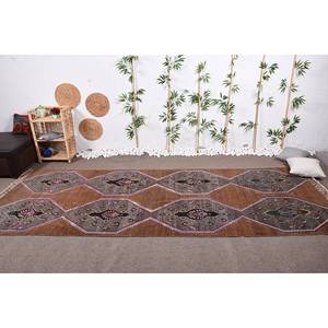 Traditional <b>Brown</b> Gray 4.7 X 12.7ft <b>Wool</b> Vintage Turkish Rug Patchwork Pattern Hallway Rectangle Design for Teen Living Latex - Product Image 1