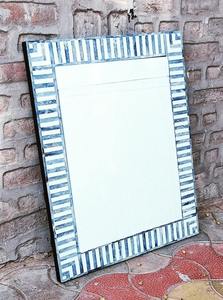 <b>Black</b> & White Bone Inlay <b>Mirror</b> Contemporary Handcrafted <b>Wall</b> Art <b>Black</b> & White Bone Inlay <b>Mirror</b> Contemporary Handcrafted - Product Image 6