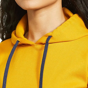 Sweat à capuche à manches longues personnalisé de haute qualité avec logo personnalisé Crop Top Sweats à capuche décontractés en coton respirant pour femmes 2025 - Product Image 5