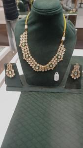 Bridal Kundan Necklace Set with <b>Jhumkas</b> and American Diamonds Brass Jewelry for Weddings Parties & Gift Ideas - Product Image 6