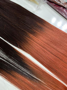 Tendance chaude vietnamienne Ombre Orange 22 "Extensions de cheveux de couleur sans enchevêtrement sans perte avec fermeture de paquets de prix de gros - Product Image 6