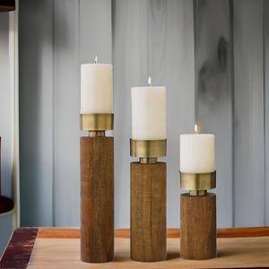 ชุดเชิงเทียนไม้ทรงกลมทำมือขายดี 3 ชิ้น พร้อมโลโก้สั่งทำ สำหรับของขวัญสุดพิเศษสำหรับงานขึ้นบ้านใหม่ ราคาดีที่สุด - Product Image 5