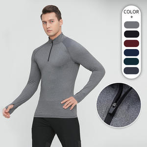 Col montant fermeture éclair sport séchage rapide entraînement hommes printemps course en plein air entraînement décontracté collants à manches longues hommes T-shirt - Product Image 3