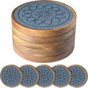 <b>Low</b> Price Handmade Mango Wood Coasters with Best Enamel Printed Kitchenware Cup Coaster for Tableware and <b>Table</b> Top Use - Product Image 5