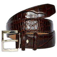 Ceinture de travail décontractée vintage en cuir de vache véritable de luxe de qualité supérieure avec boucle en cuivre embossée en crocodile pour hommes et femmes
