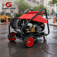 Nettoyeur de canalisations à essence 27HP 200 bars 2900 psi pour tuyaux municipaux de 500 mm, machine de nettoyage de canalisations avec un débit élevé de 41 L/min