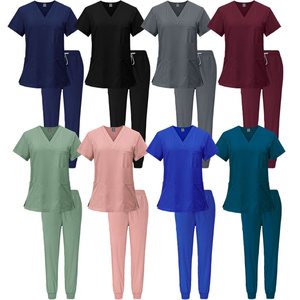 Venta al por mayor de uniformes médicos y enfermeras para uso hospitalario conjuntos de mujer Jogger médico Spandex enfermería Scrub manga corta Spa uniforme conjunto - Product Image 1