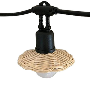 Lámpara de mimbre tejida a mano de estilo clásico, lámpara colgante de bambú rústico de lujo para el hogar, patrón redondo para sala de estar, Camping - Product Image 5